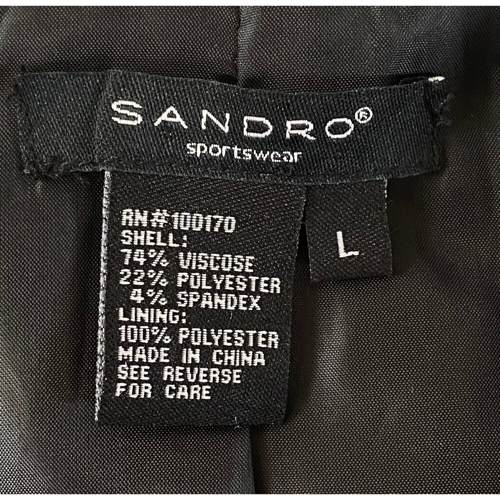 Sandro Sportswear Double Breasted Blazer Womens Size L Black 3/4 Cuffed Sleeves - Picture 10 of 16